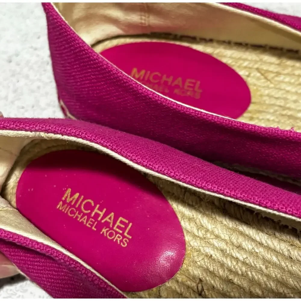 Michael Kors pink canvas espadrilles casual shoes flats US size 9M spell outs